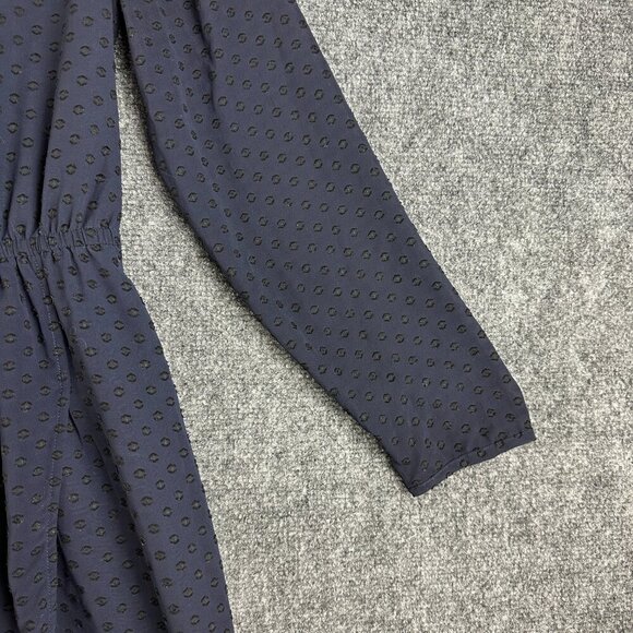 J Crew Dress Womens 2 Clip Dot Tulip Hem Navy Blue Lined Pullover Long Sleeve - Picture 3 of 10